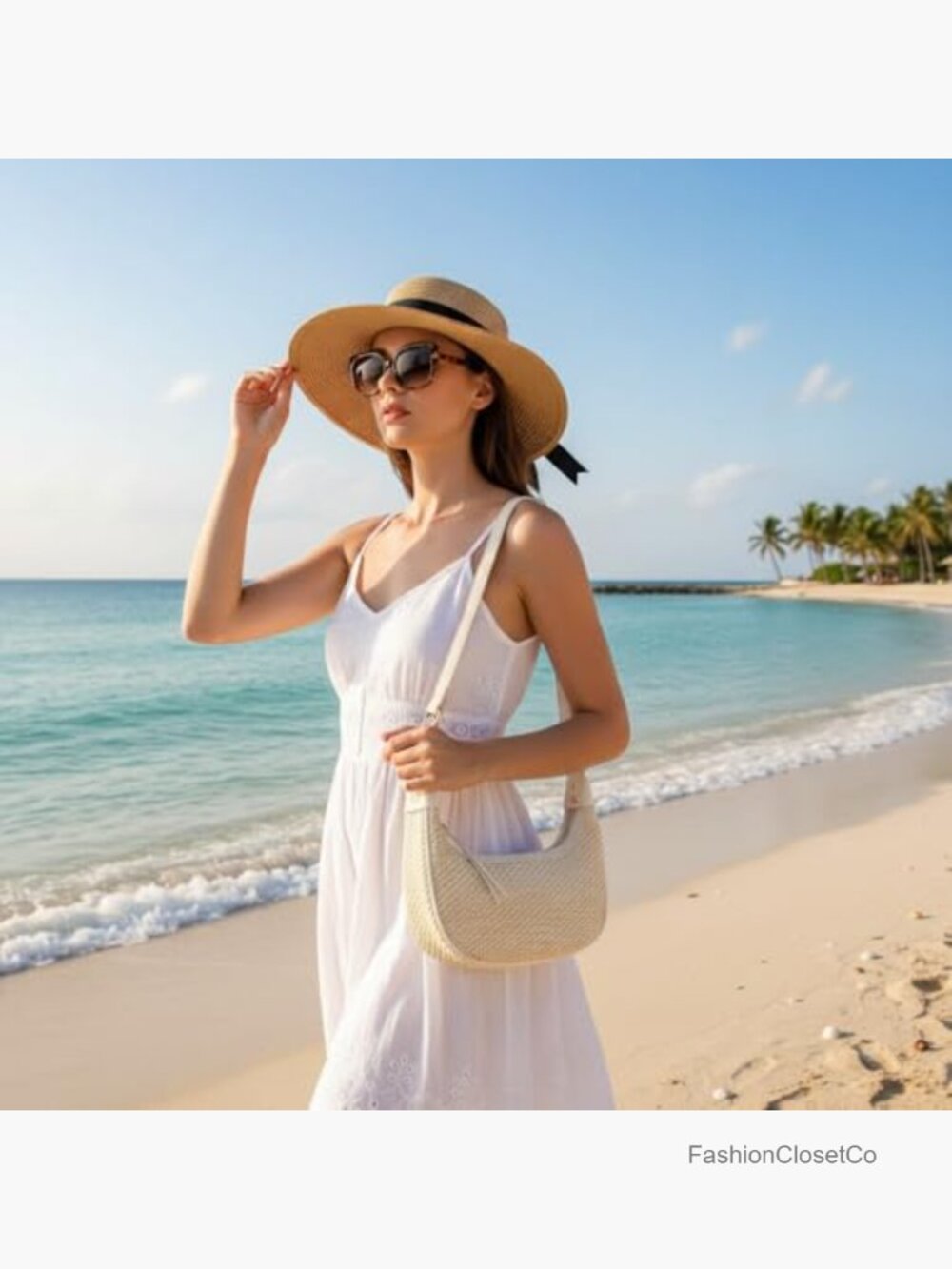 Handwoven Straw Hobo Bag, Crossbody, Shoulder, Tote, Summer Beach Purse - Picture 6 of 7
